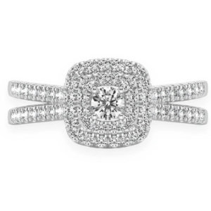 .45ctw - Double Band Three Layer Square - Diamond Engagement Ring - All Natural