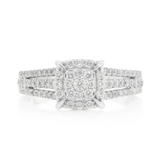 .50ctw - Cluster Halo 3 Row Band - Diamond Engagement Ring - All Natural